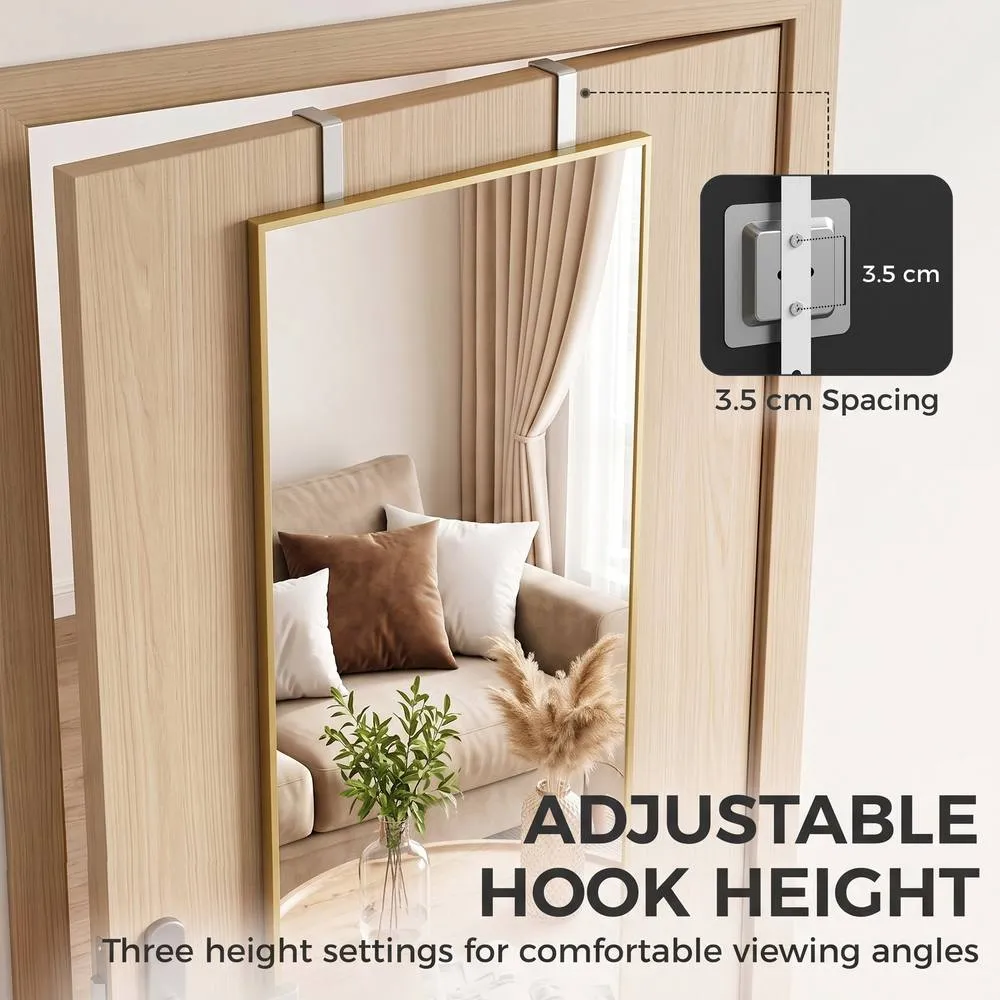 HOMCOM 40 x 110 cm Full Length Wall Mirror with Adjustable Hooks, Gold Tone 5