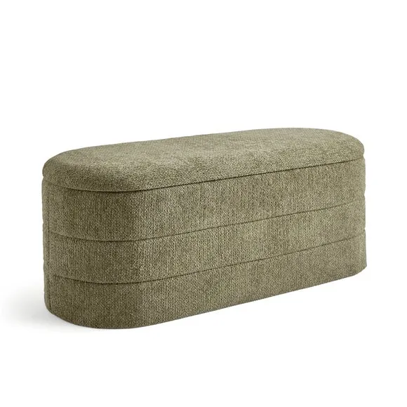 Chenille Lozenge Ottoman with Tray 4