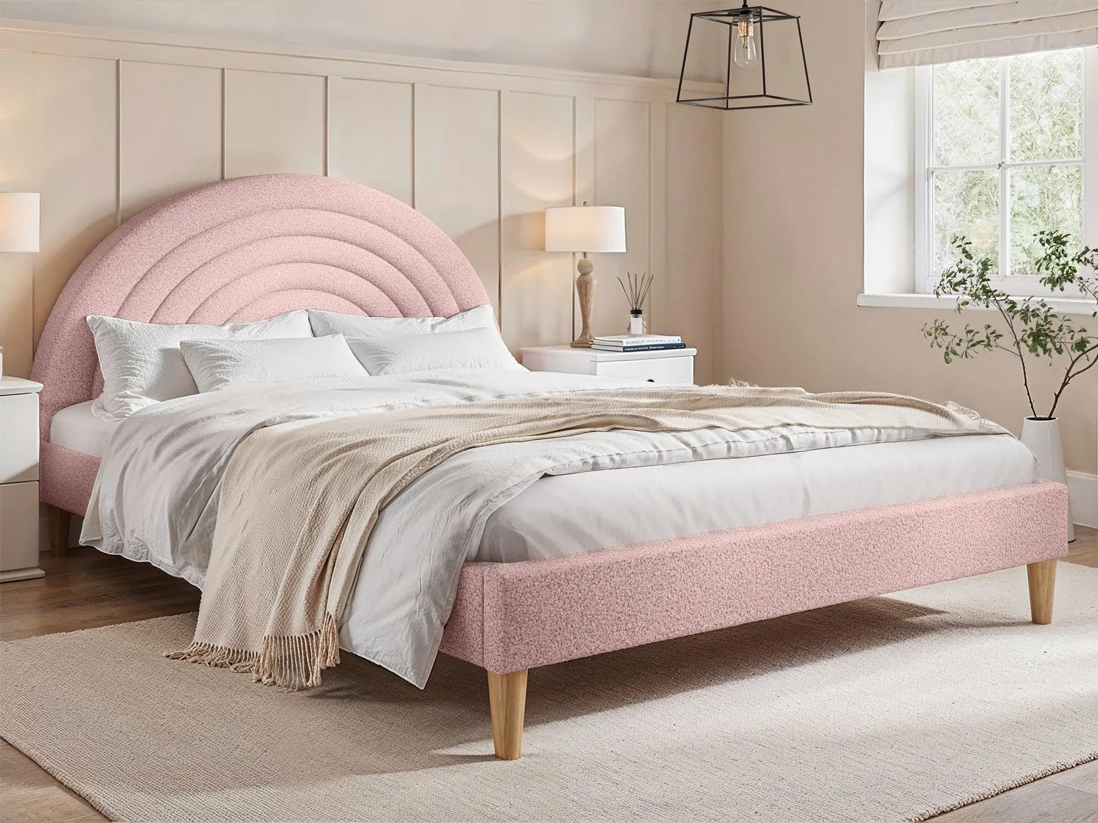 Flair Ava Boucle Double Bed in Pink