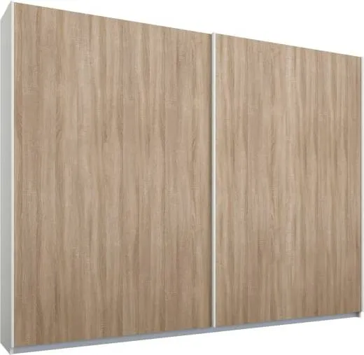 Malix 2 door 225cm Sliding Wardrobe, White frame,Oak doors , Premium Interior