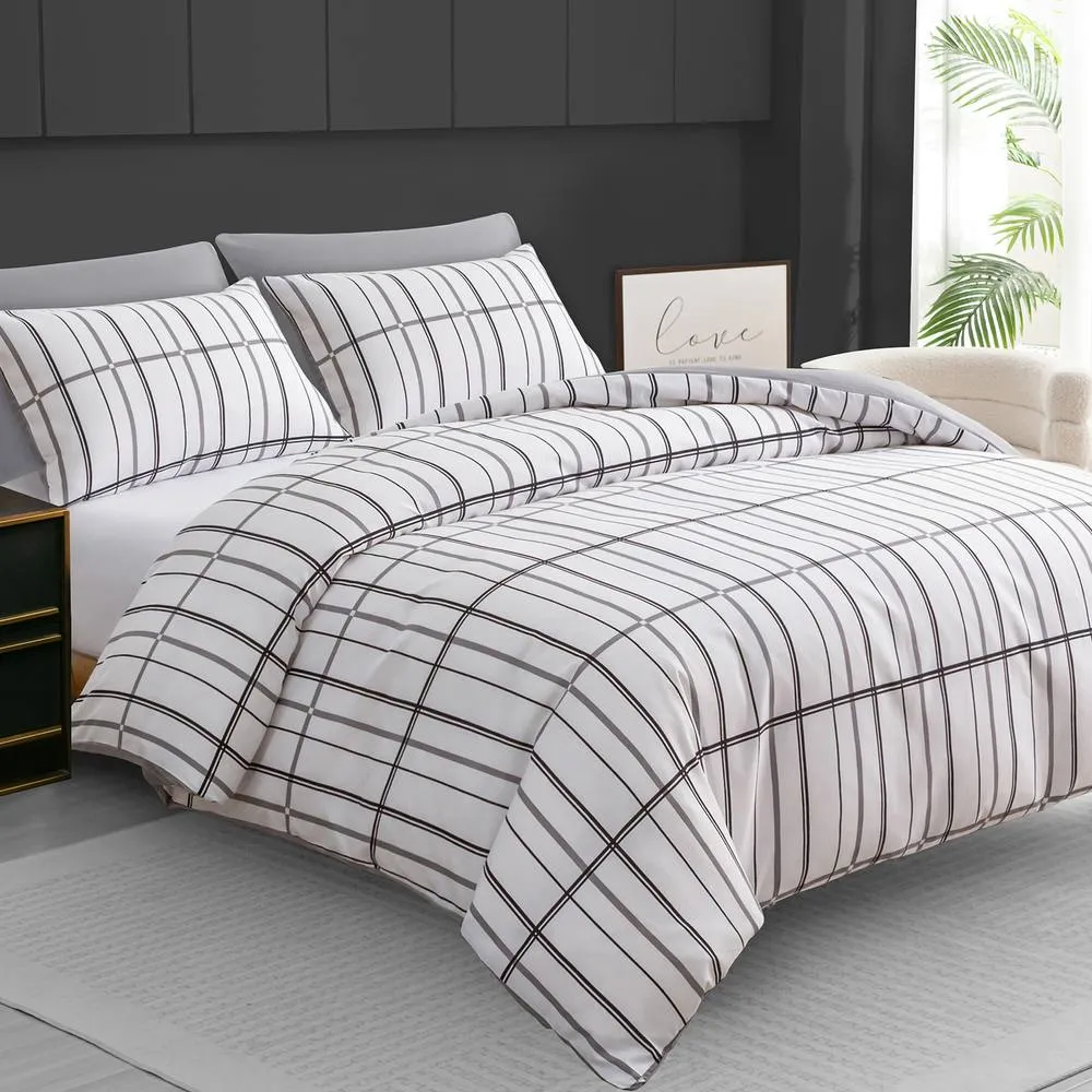 Grace Premium Microfiber Duvet Cover Set Ultrasoft Reversible Bedding in White