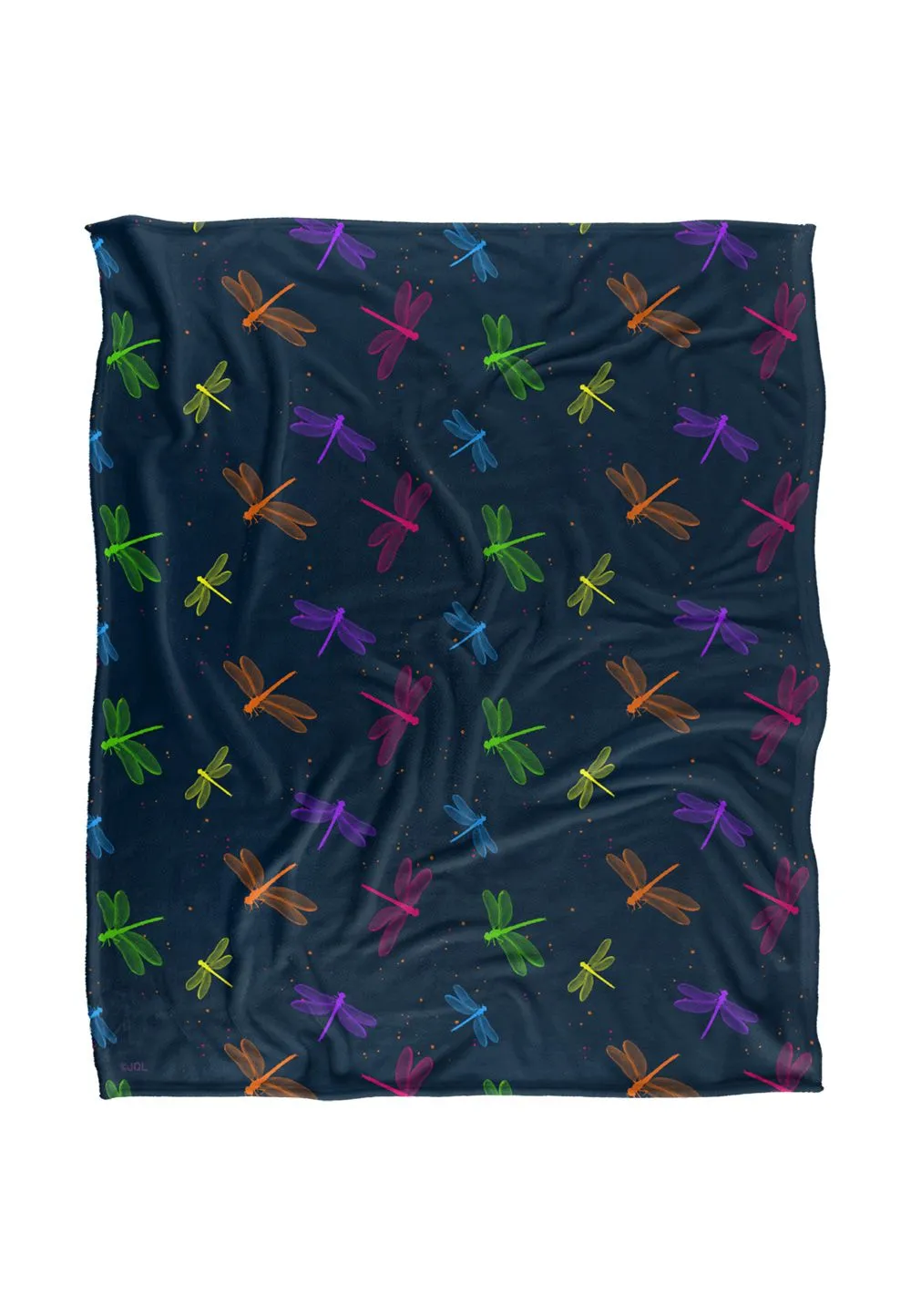 JQ Licensing James Piazza Neon Dragonflies Pattern Silky Touch Super Soft Throw Blanket 152 X 127 cm in White