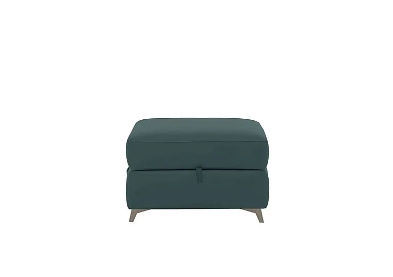 Missouri Leather Storage Footstool - BV Lake Green