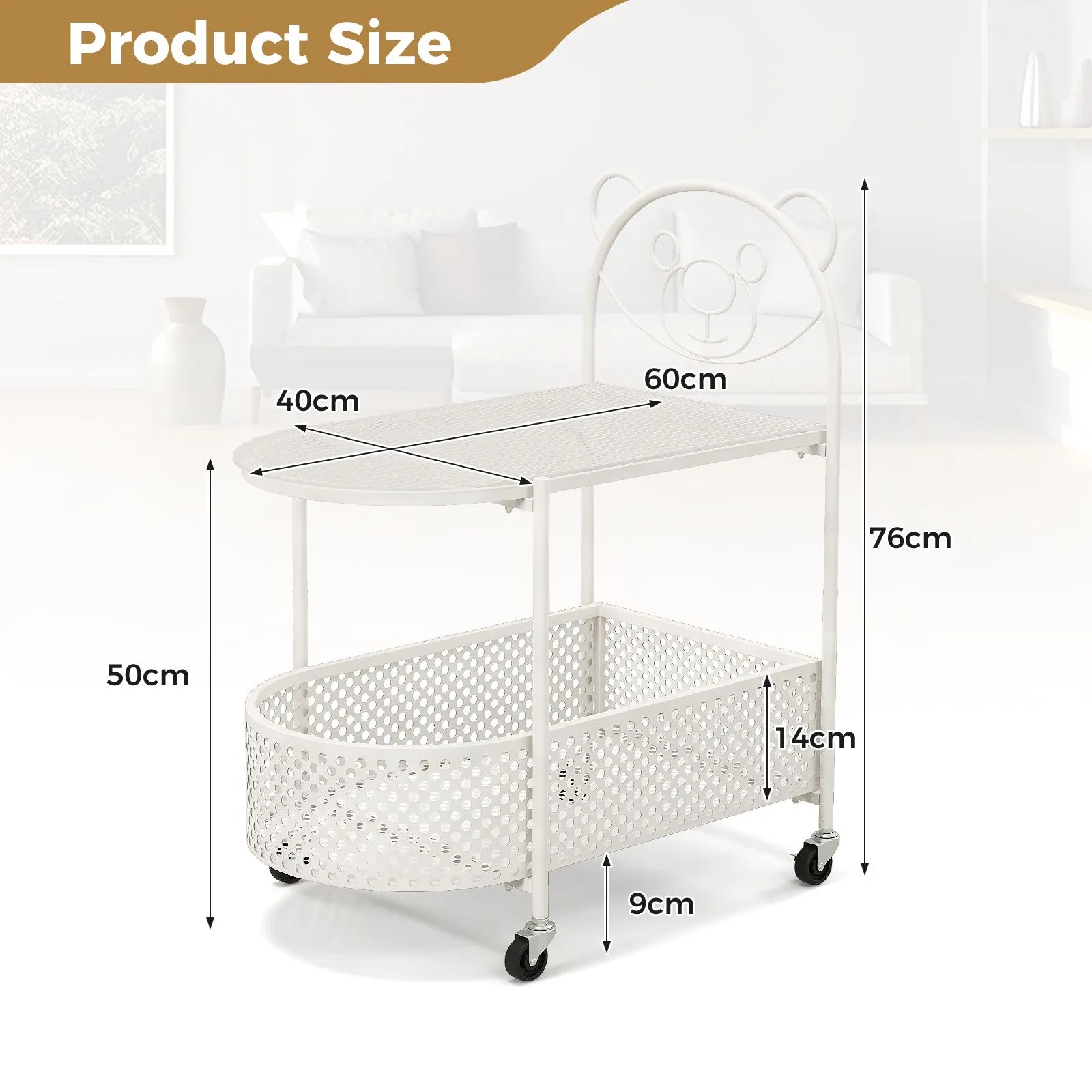 Costway Mobile Glass Coffee Table 2-Tier Modern Cocktail Table-White in White 2