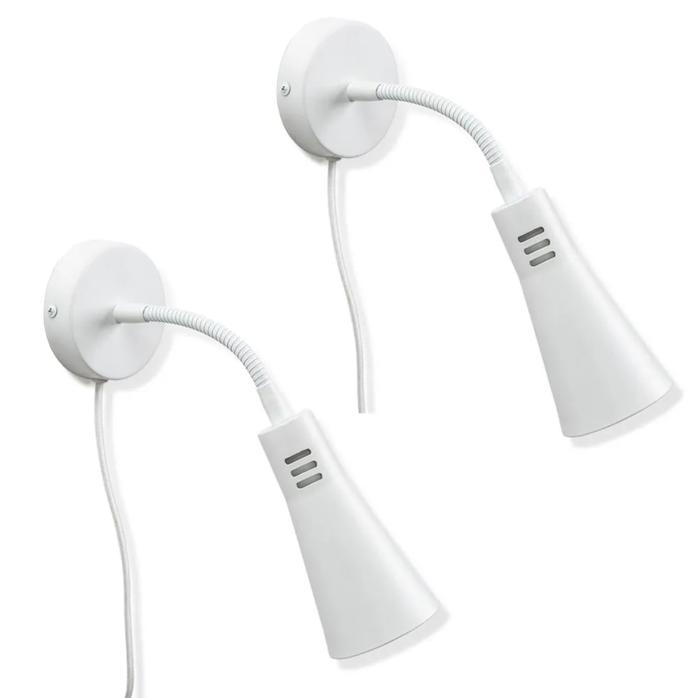 ValueLights Plug In White Flexible Gooseneck Wall Light 2