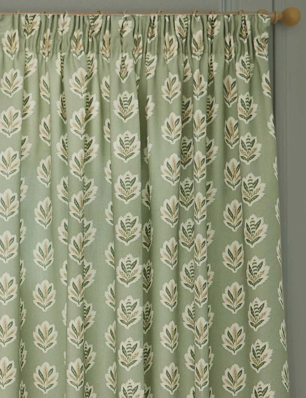 Sanderson Sessile Leaf Pencil Pleat Curtains Green Mix