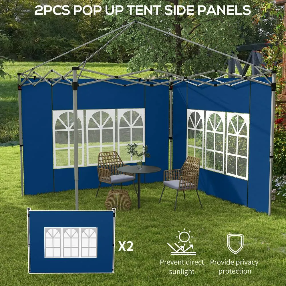 OUTSUNNY Gazebo Side Panels for 3x3(m) or 3x4m Pop Up Gazebo, 2 Pack in Blue 4