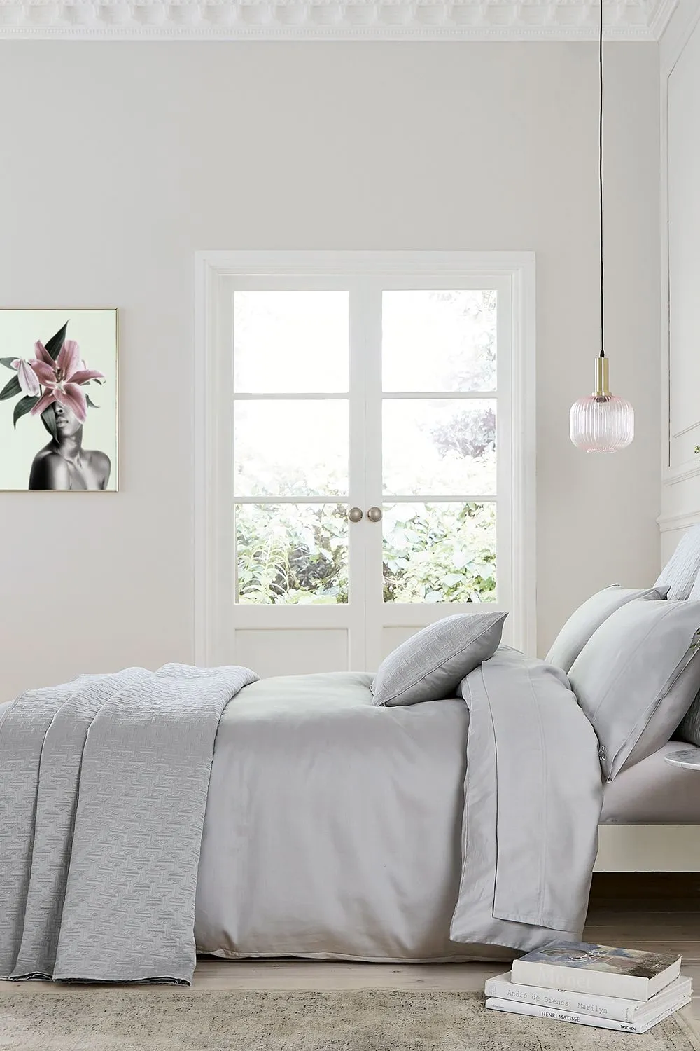 Ted Baker 'TB Plain Dye' Cotton Sateen Fitted Sheet in Silver 4