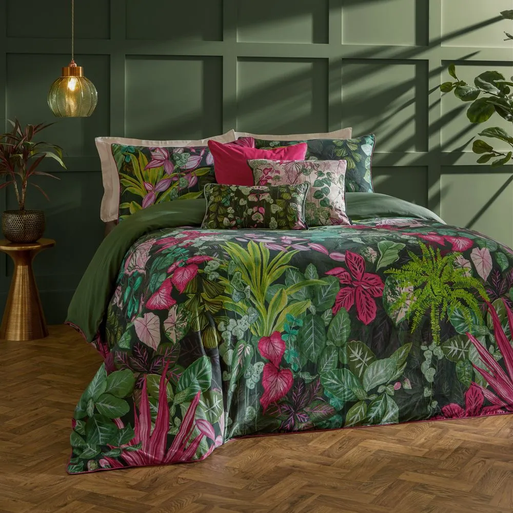 Paoletti Veadeiros Exotic Floral Duvet Cover Set in Pink