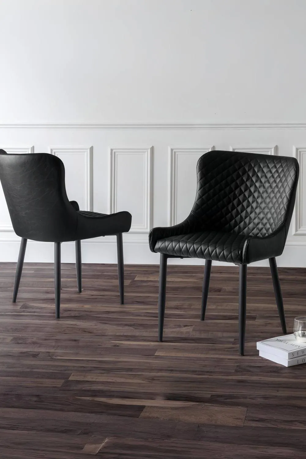 Julian Bowen Luxe Diamond Quilted Upholstered Dining Chair (Set of 2) in Black 1