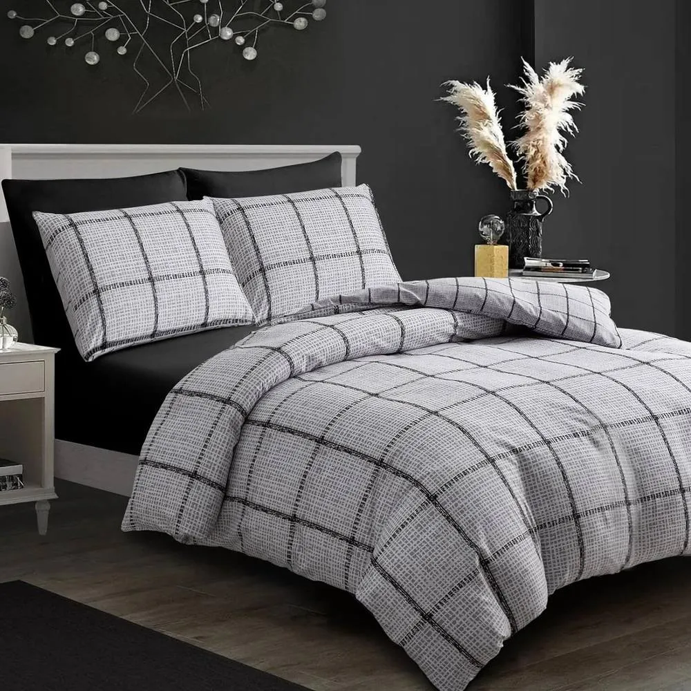 Grace Double Brushed Duvet Cover Set Supersoft with Zipper Closure in Grey