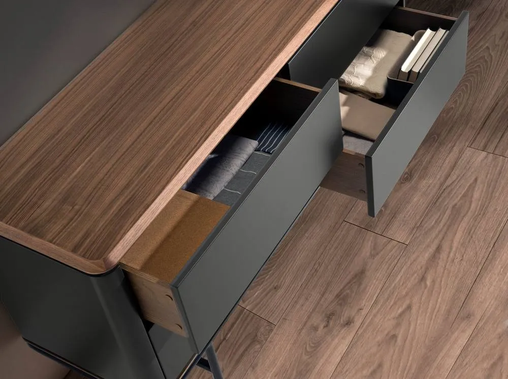 Angel Cerda Chest of Drawers - Dark Grey Matt MDF, Walnut Top 5