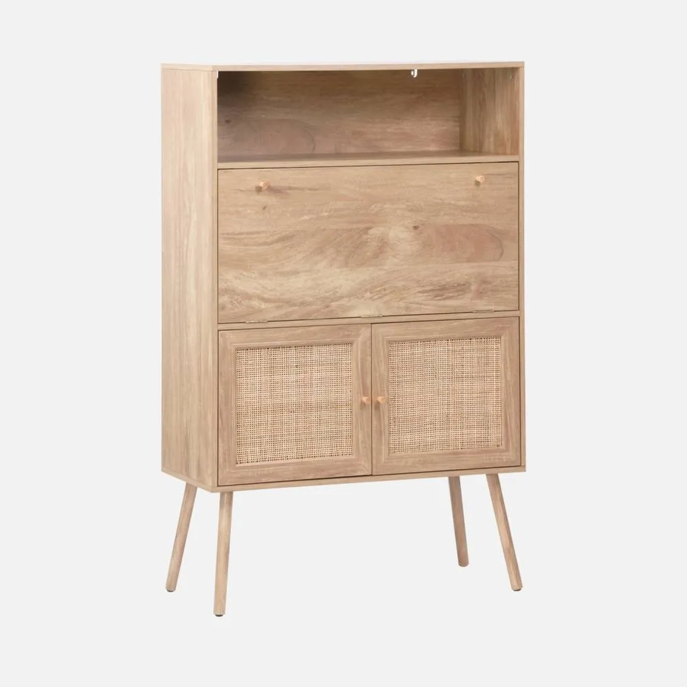 sweeek Writing Desk With Shelves With 2 Doors in Light Brown 2