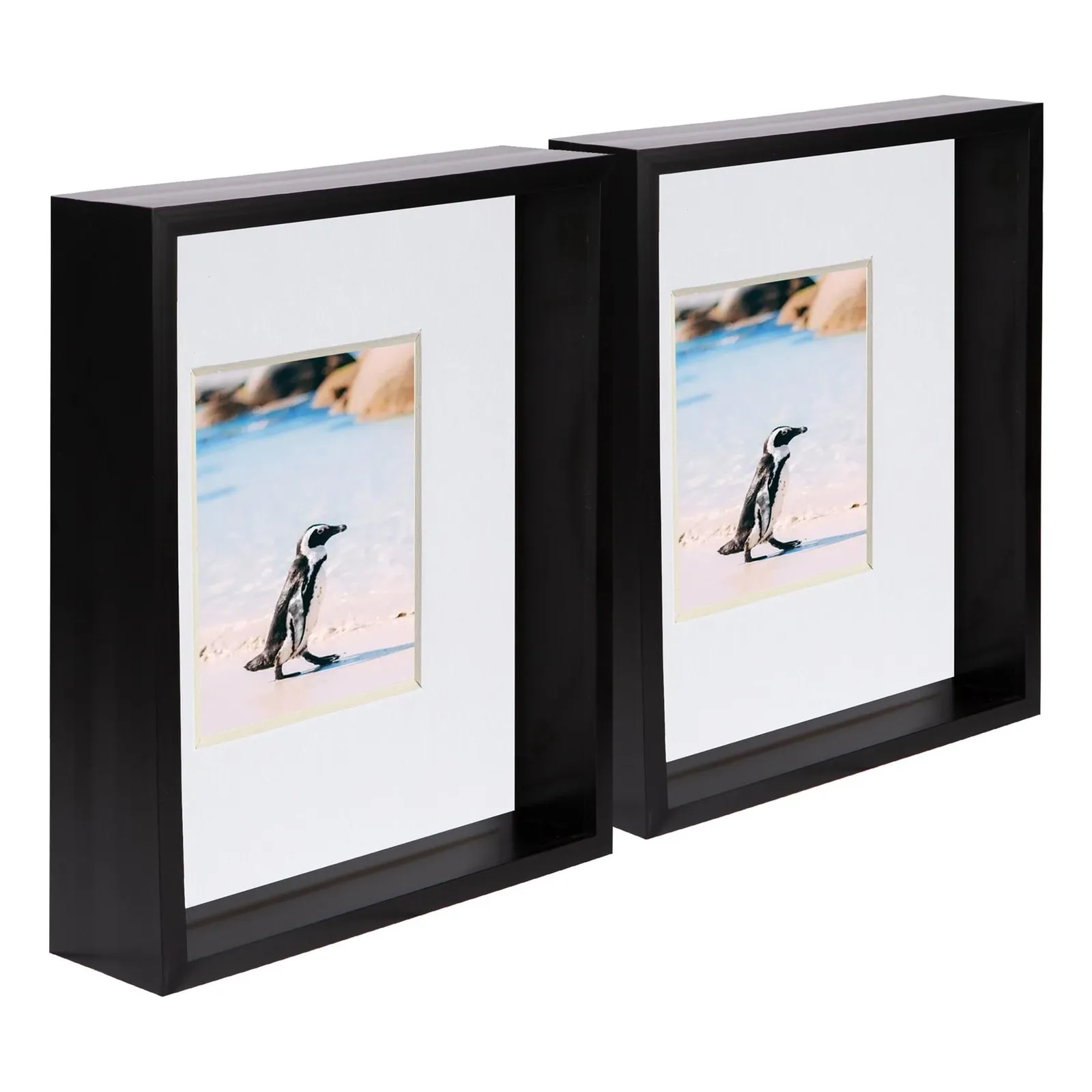 Nicola Spring 8" x 10" 3D Deep Box Photo Frames - 4" x 6" Mount - Black - Pack of 5 in White