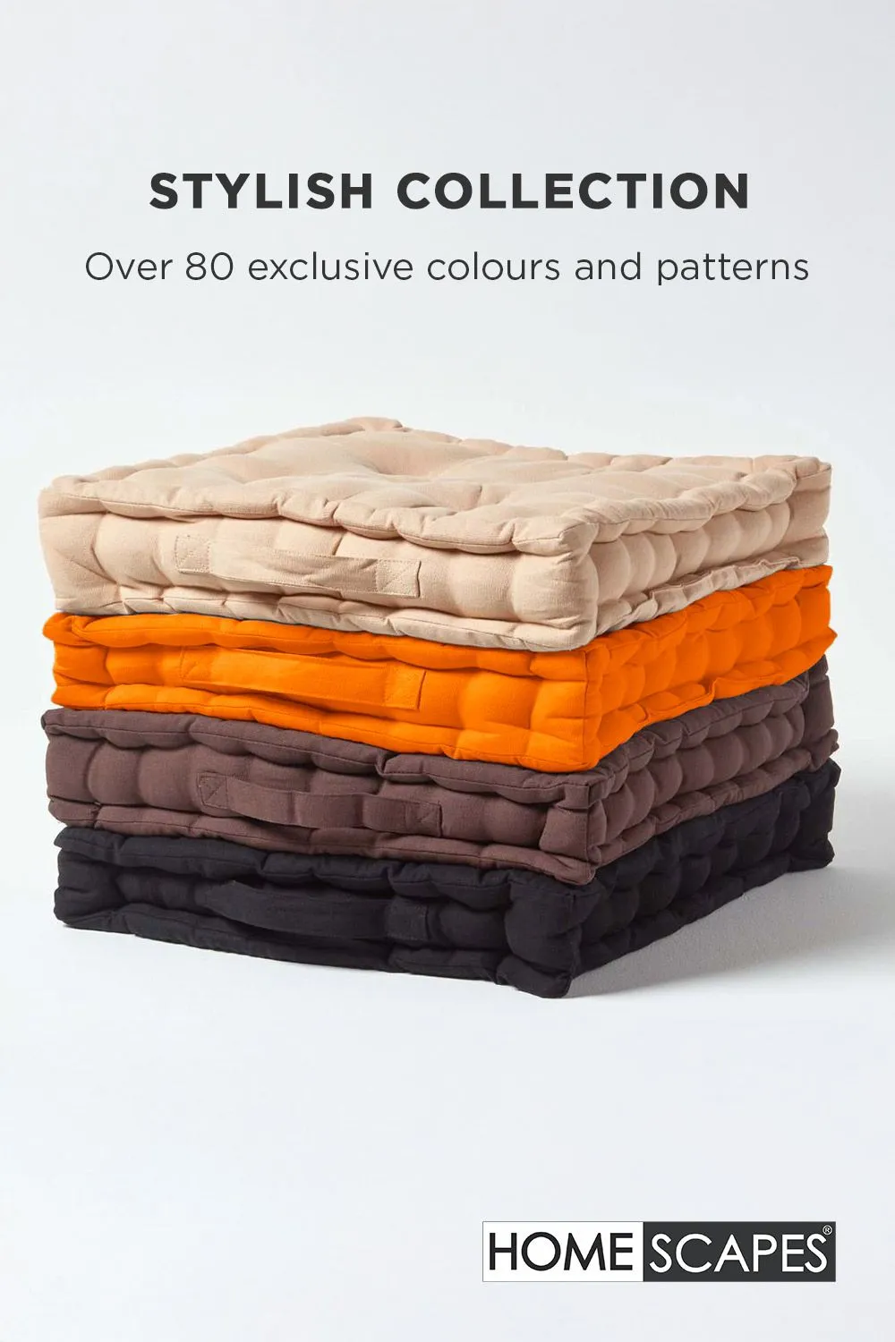 Homescapes Plain Cotton Floor Cushion in Orange 6