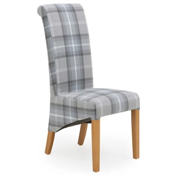 Set of 2 Chester Dining Chairs, Woven Check Fabric 5