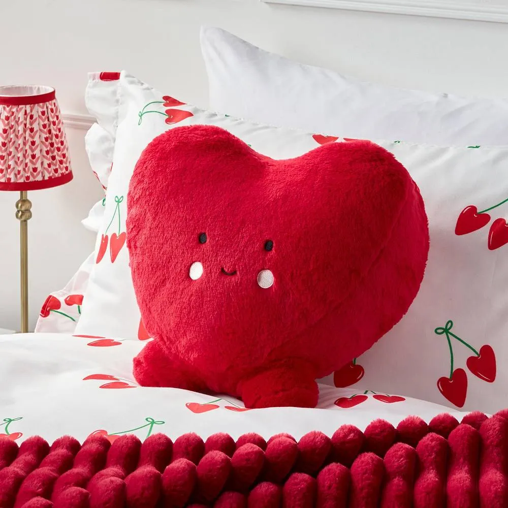 OHS Heart Shaped Decorative Scatter Cushion Throw Pillow in Red
