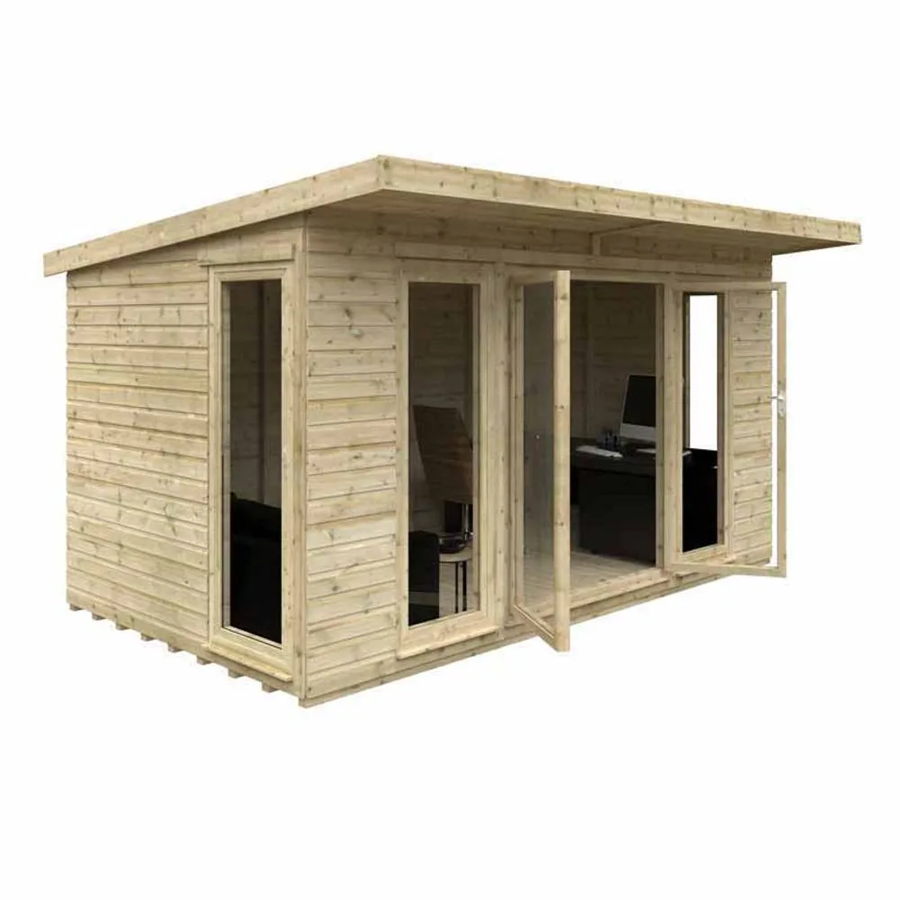 Buttercup Farm 14x8 Feet Tanalised Garden Studio 16mm Shed - Solid Wood/Softwood/Pine in Natural 2