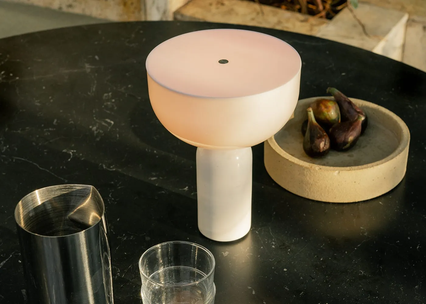 New Works Kizu LED Portable Table Lamp Black Marble 3
