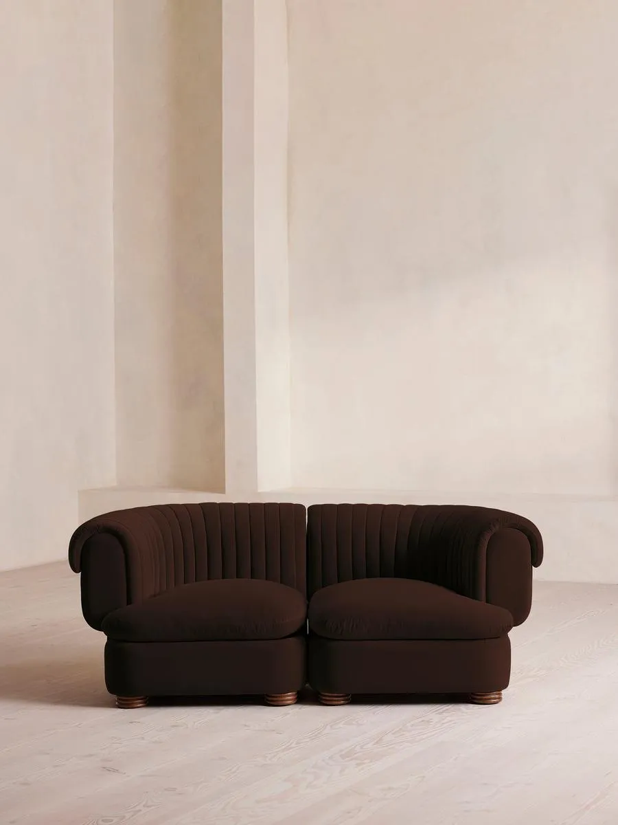Rava Modular Sofa, Three Seater, Velvet, Chocolate