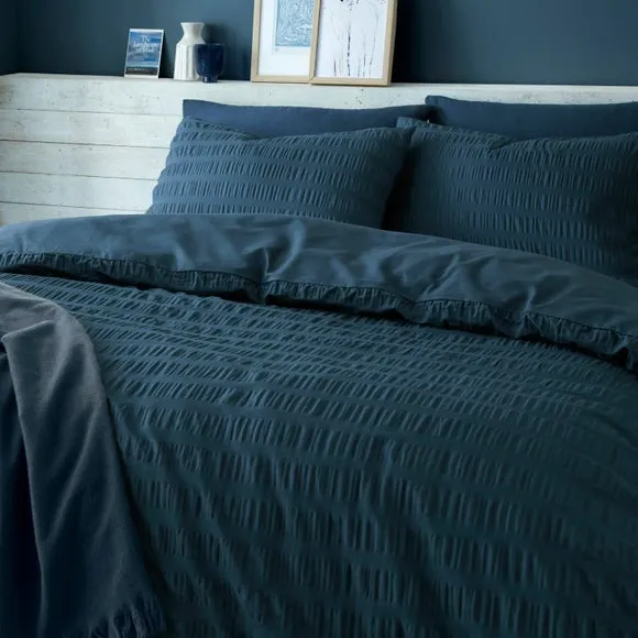 Aria Seersucker 100% Cotton Duvet Cover & Pillowcase Set 5