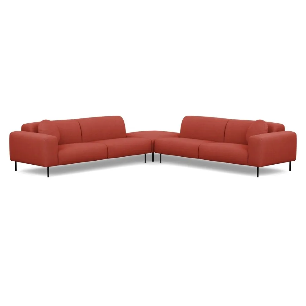 Heal's Luna Large Corner Sofa Tundra Texture Rust Black Feet