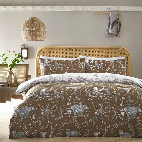 Furn. Buckthorn Woodland Double Duvet Cover Set, Orange 2