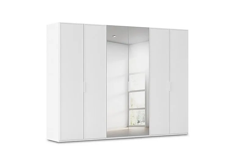 Cadre 301cm 6 Door Hinged Wardrobe with 2 Mirror Doors - Alpine White
