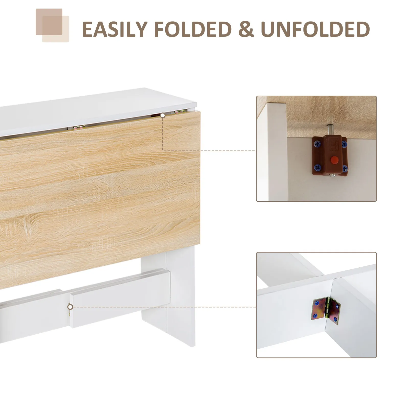 HOMCOM Wooden Folding Butterfly Drop Leaf Dining Table Desk Particle Board in Light Brown 4