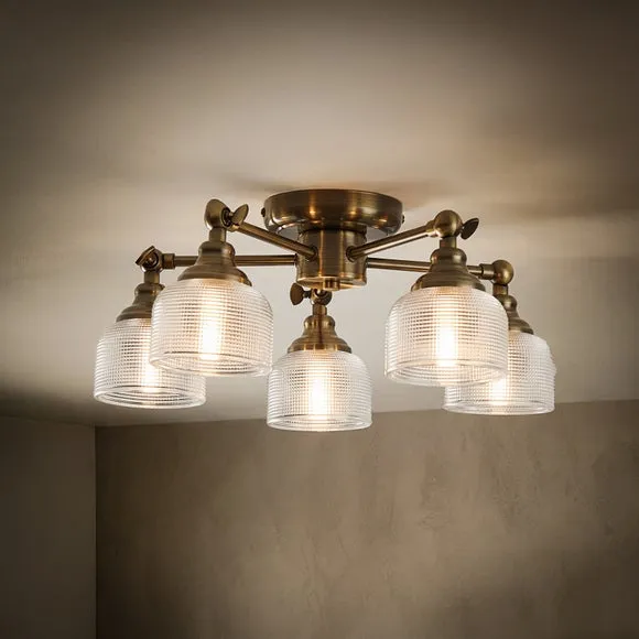 Amesbury Industrial 5 Light Adjustable Semi Flush Ceiling Light 2