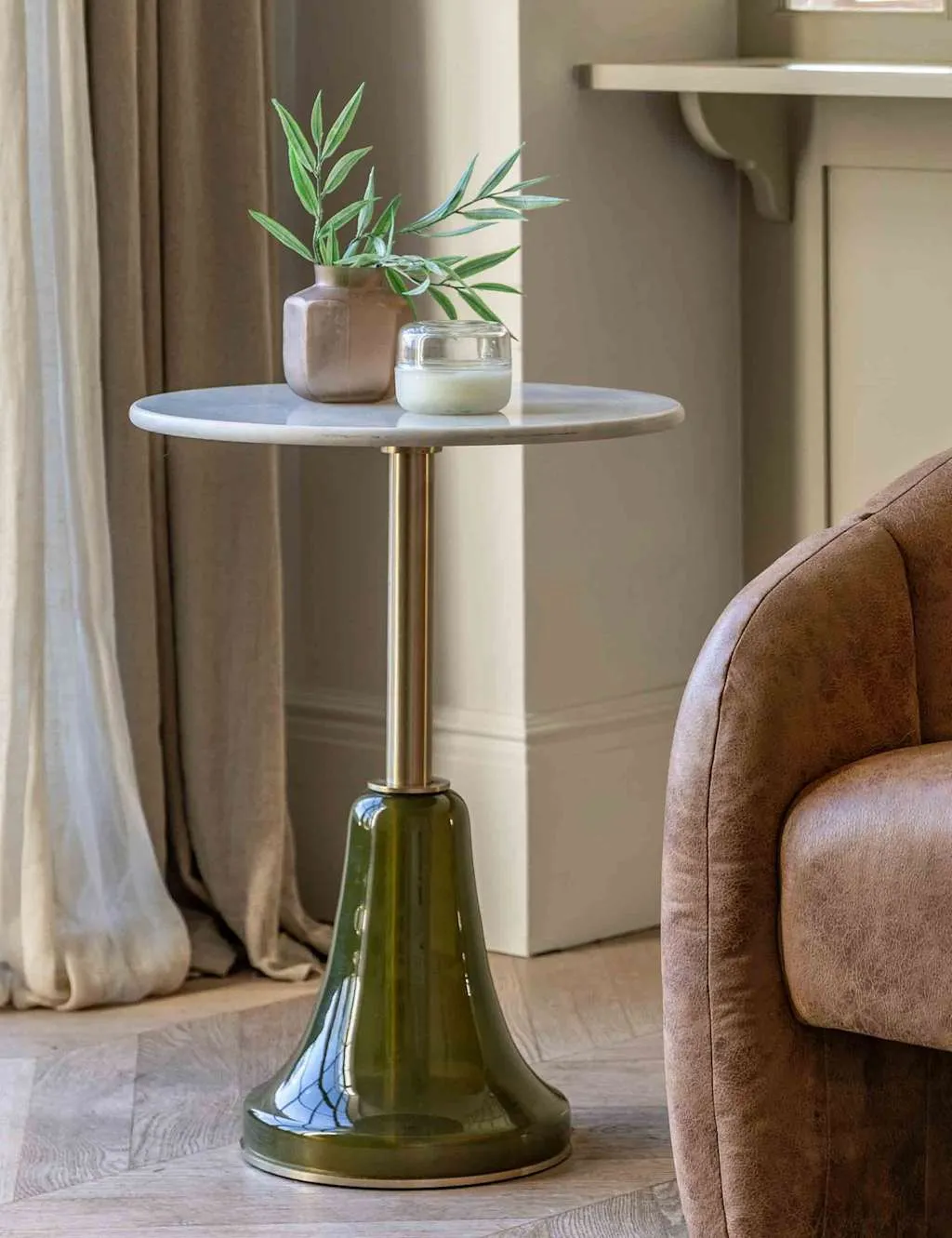 Gallery Direct Bilbao Round Dusk Marbled Side Table White