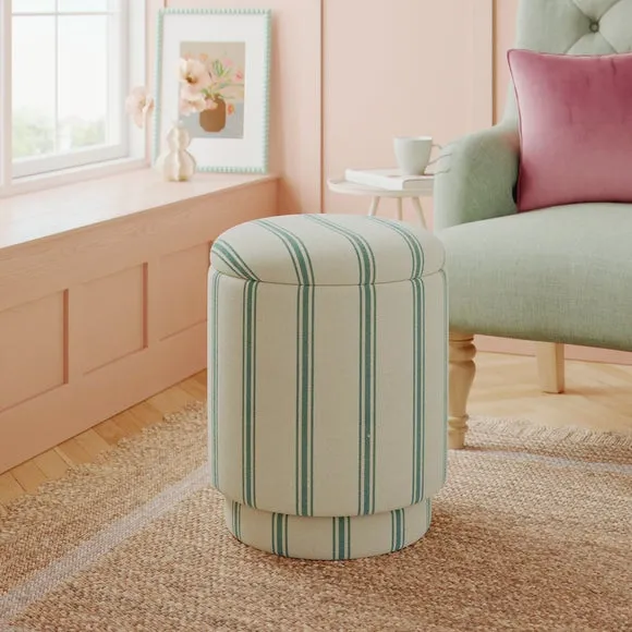 Dara Folkstone Stripe Swivel Storage Footstool