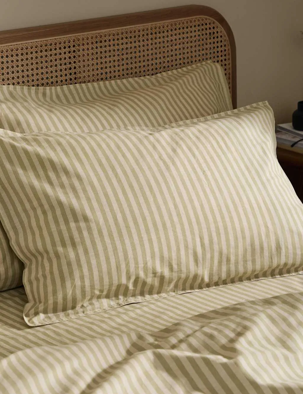YARD Set of 2 Pure Cotton Marlow Striped Pillowcases Beige Mix