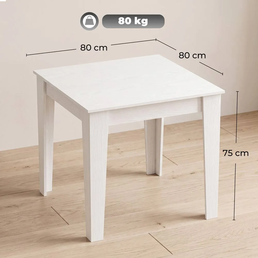 HOMCOM Dining Table for 4, 80L x 80W x 75Hcm, White 3