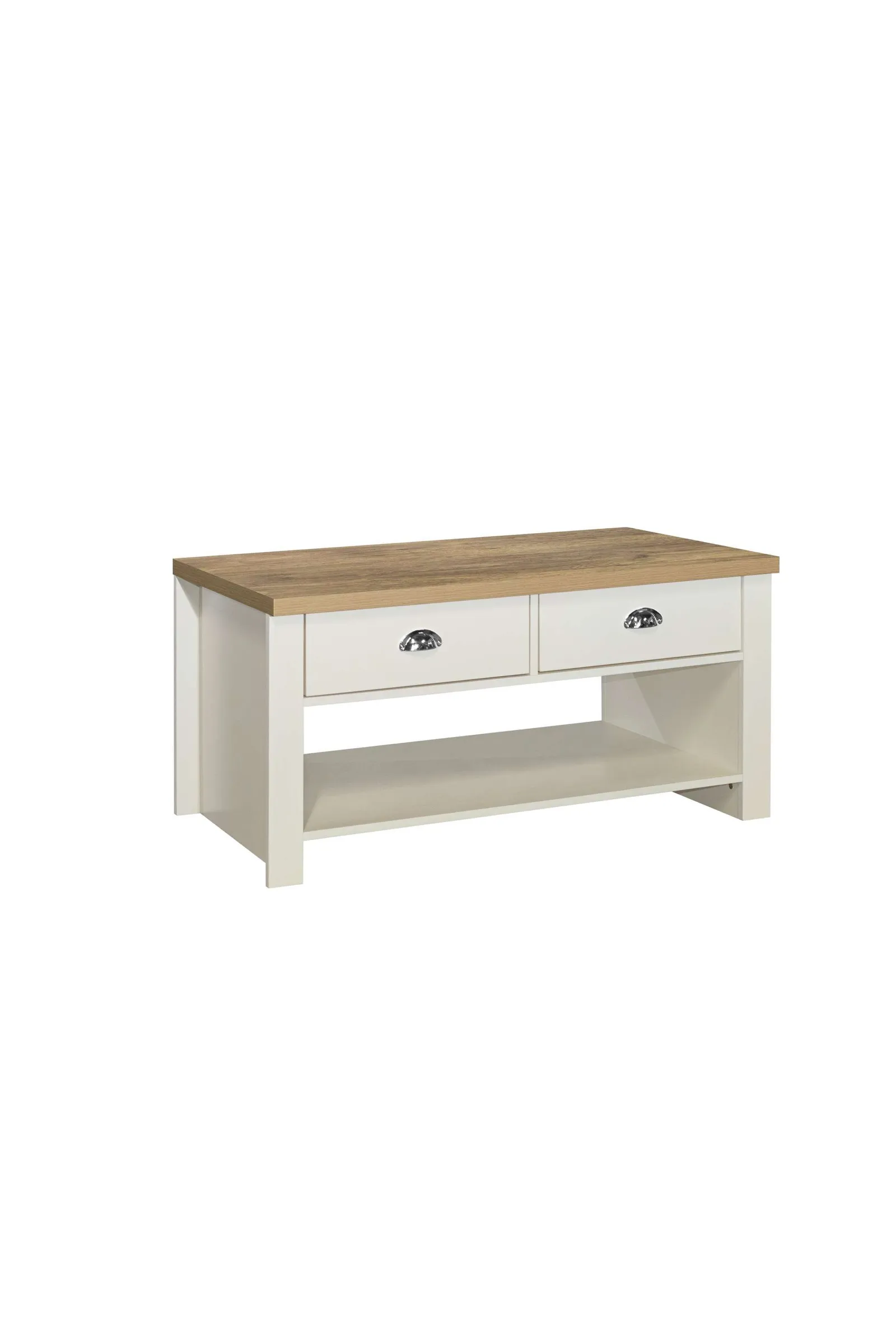 Birlea Coffee Table Blue & Oak Highgate 2 Drawer Farmhouse Shabby Chic in Cream 4