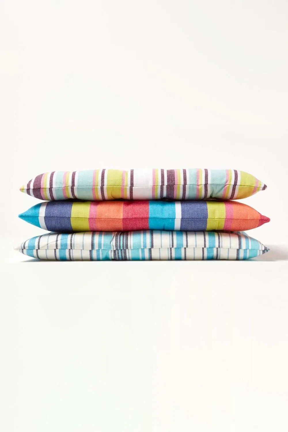Homescapes 4 Pack Seat Pads Cotton Multi Striped Indoor Outdoor Garden Cushion, 40cm 6
