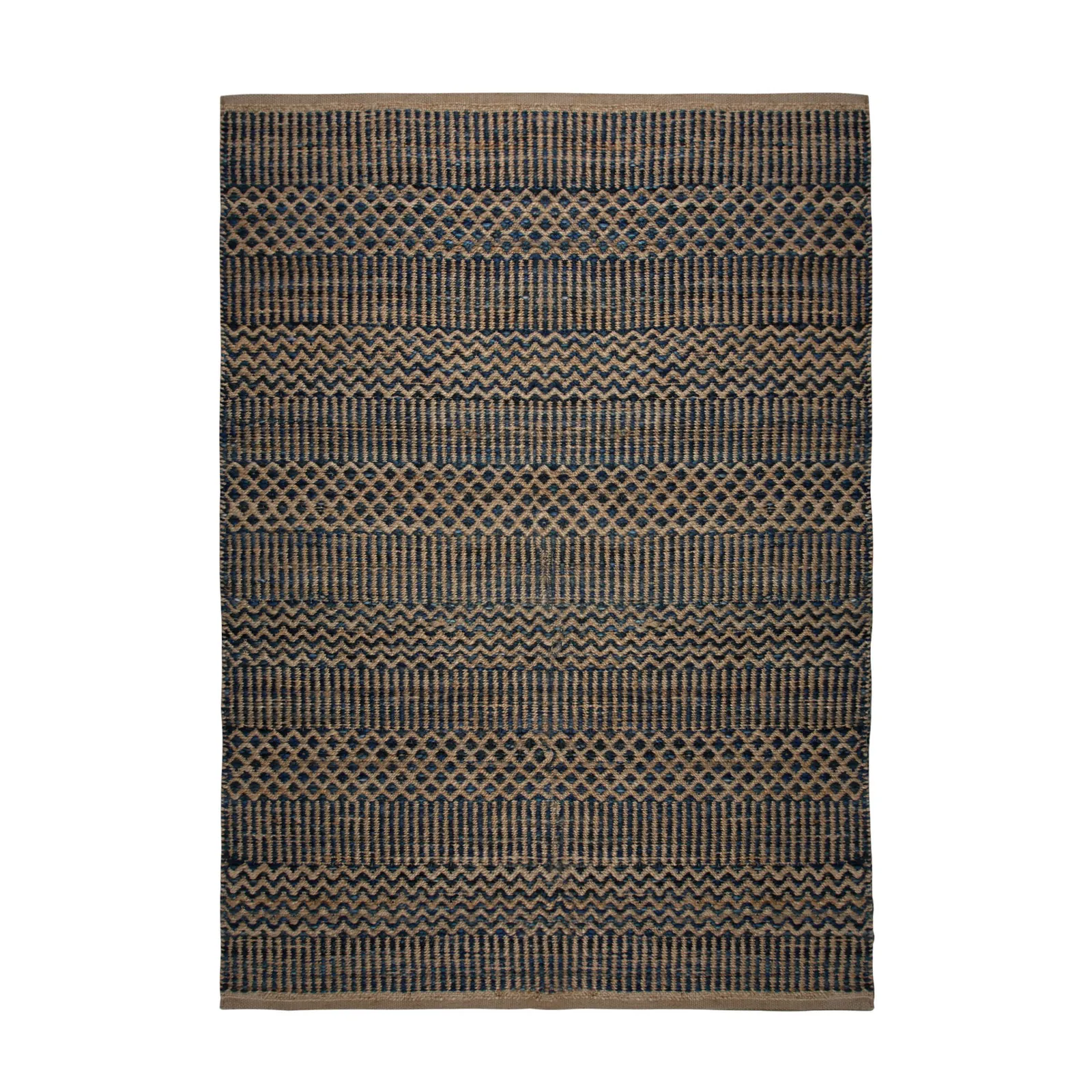 Jute Design Woven Rug Blue and Brown