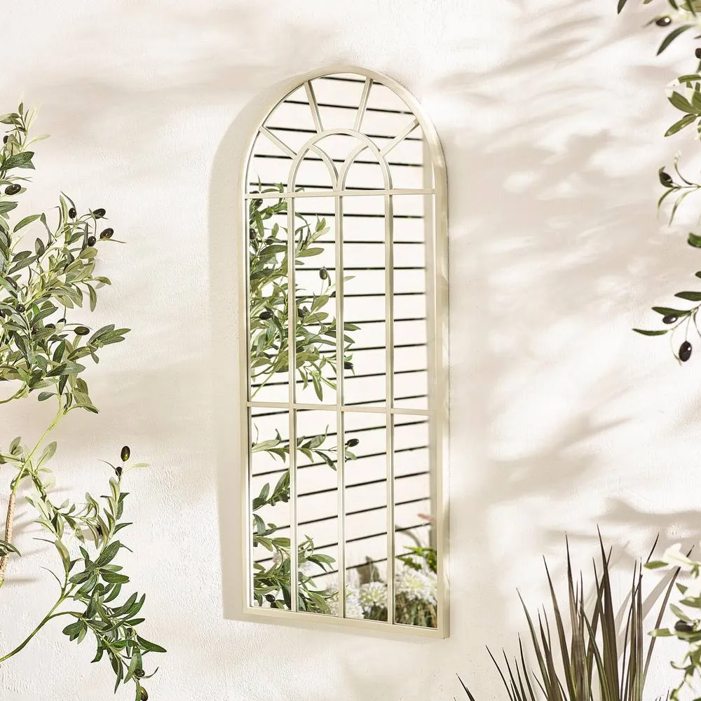 FurnitureboxUK Somerset Cream Medium Arched Window 90x40cm Garden Mirror