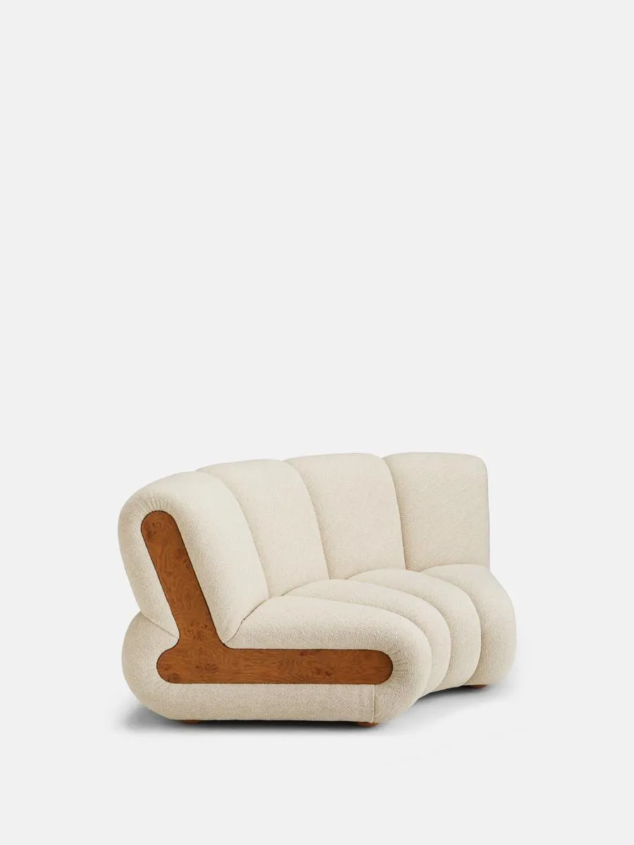 Noelle Modular Curved Armchair, Boucle Natural