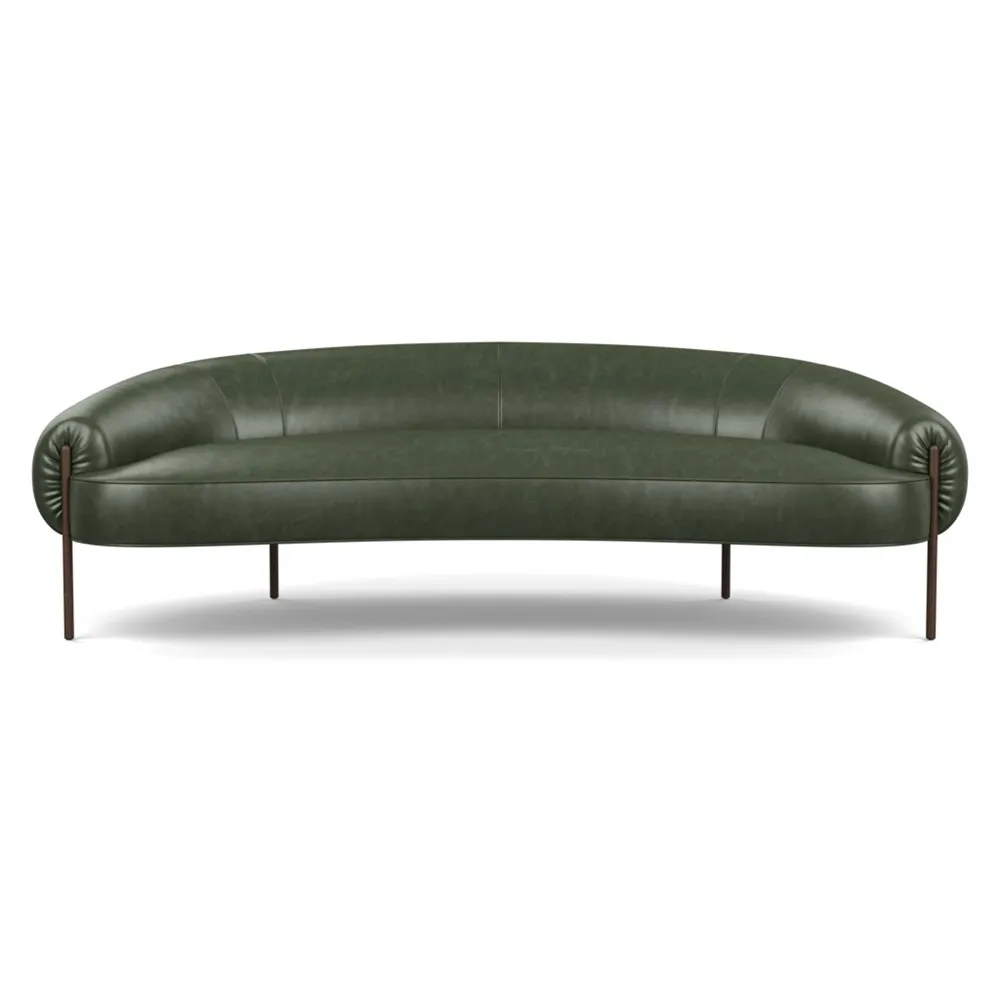 Heal's Isola 3 Seater Sofa Leather Stonewash Vintage Green 278 Bronze Feet 1
