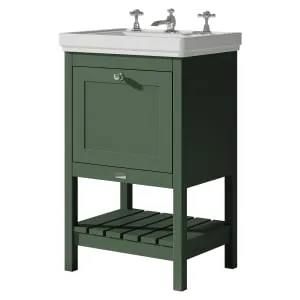 Bayswater Hartleigh Hunter Green Traditional Freestanding Vanity Unit & 3 Tap Hole White Recessed Basin - 500mm 2