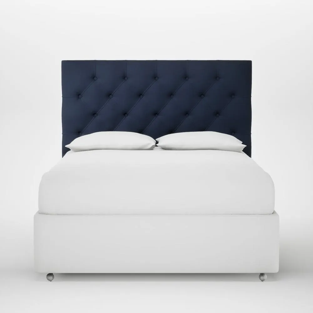 Heal's Balmoral Headboard Lift Storage King Smart Cotton Linen Indigo