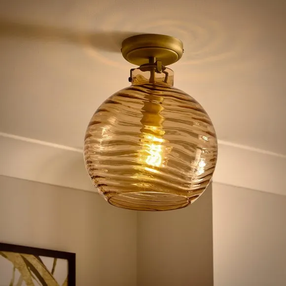 Amber Wave Semi Flush Ceiling Light 2