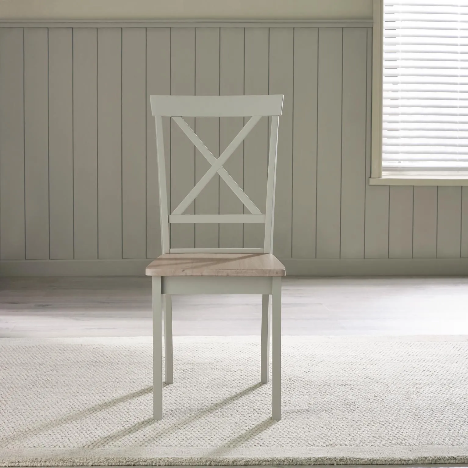 FurnitureboxUK Millford x2 Solid Wood Crossback Dining Chairs in Light Grey 4