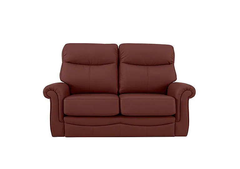 Avon 2 Seater Leather Sofa - No Recliner - Capri Claret