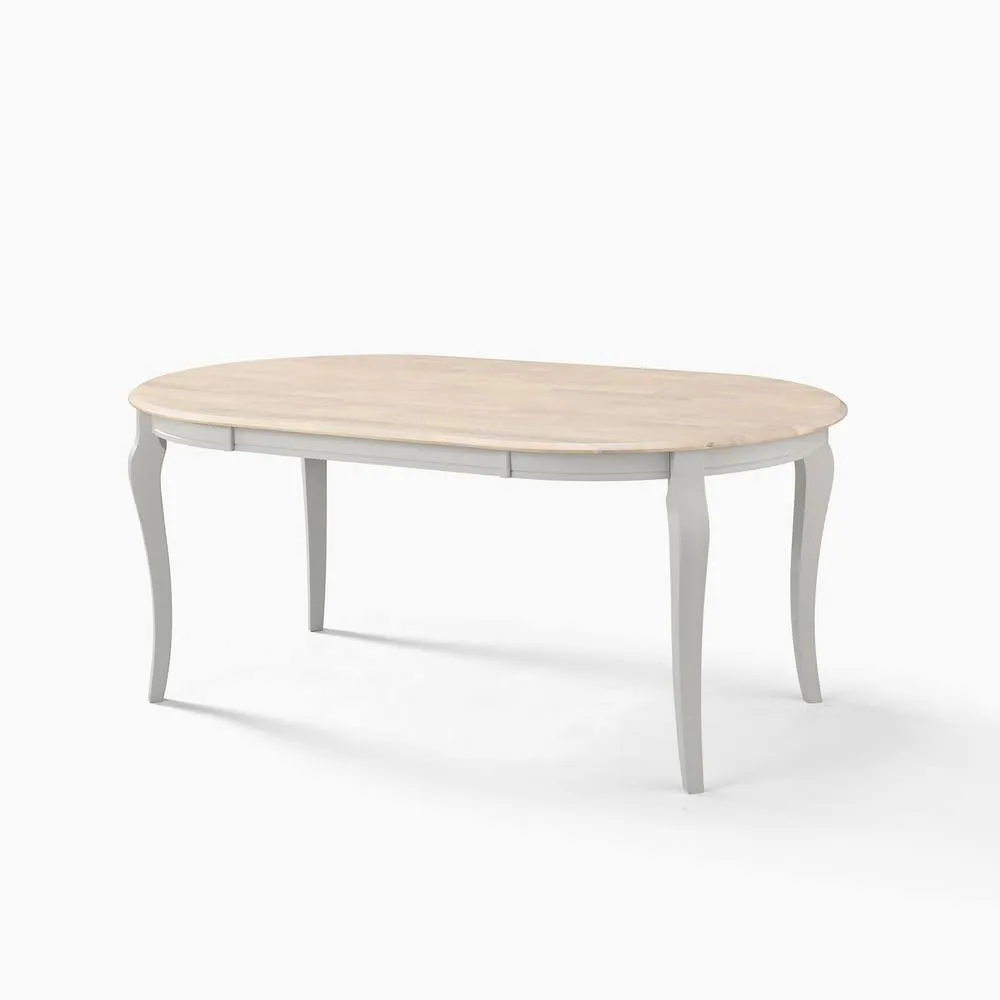 FurnitureboxUK Newport Oval Whitewash & Light Grey Wood 6 Seater Dining Table in White 2
