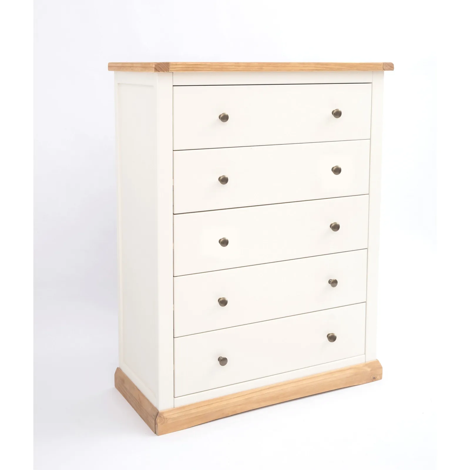 Cabinet Bits Trevi 5 Drawer Chest of Drawers Brass Knob in Off-White 2