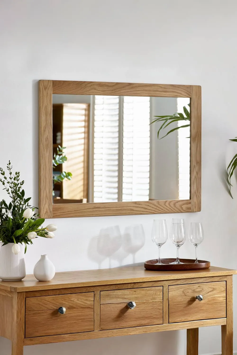 Julian Bowen Mallory Rectangular Wall Mirror in Light Oak