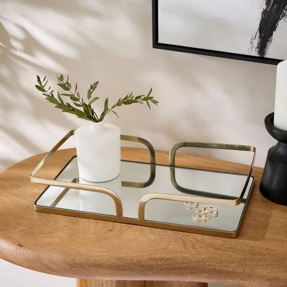 Gold Rectangular Mirrored Tray