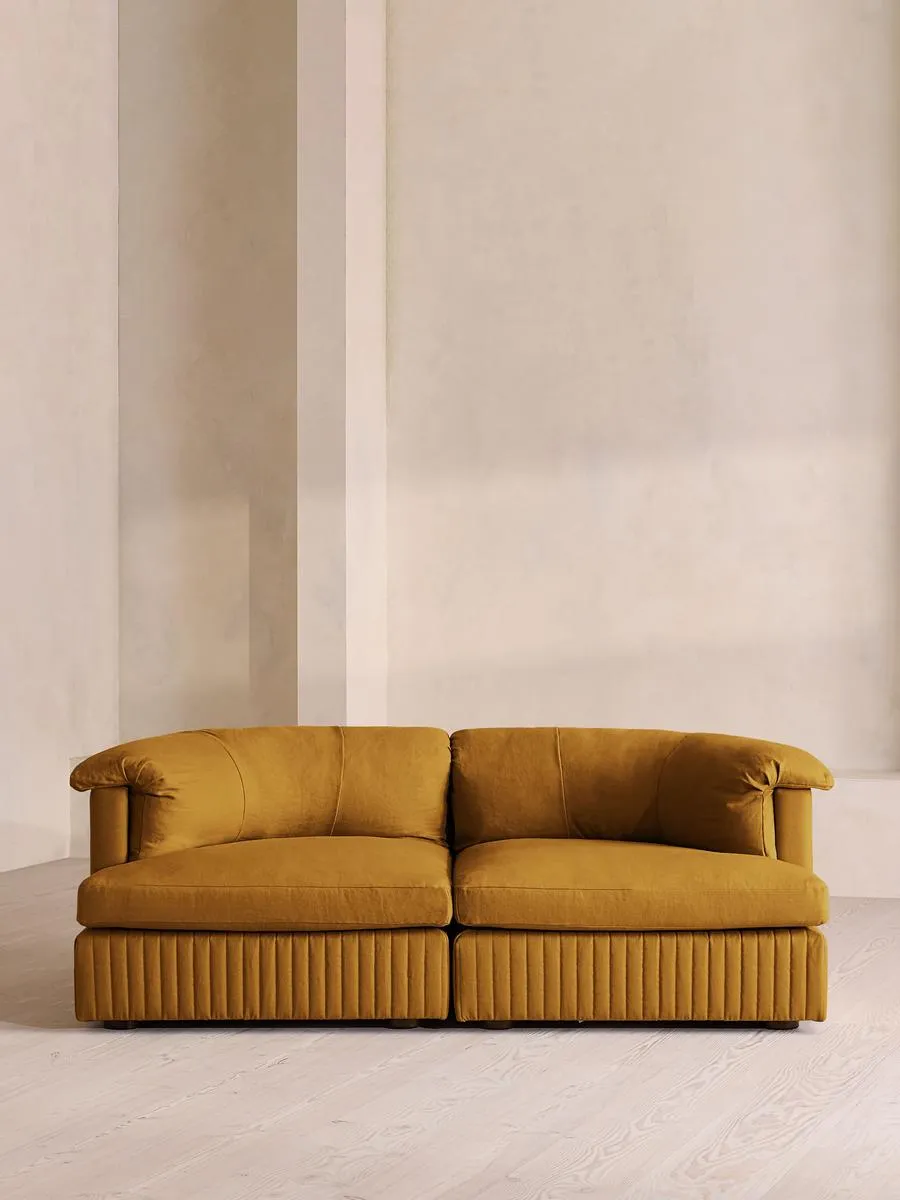 Oona Deep Sit Modular Sofa, Three Seater, Linen, Turmeric